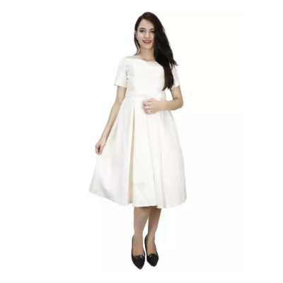 Off-White Bow Designed Off-Shoulder Mini Dress For Women